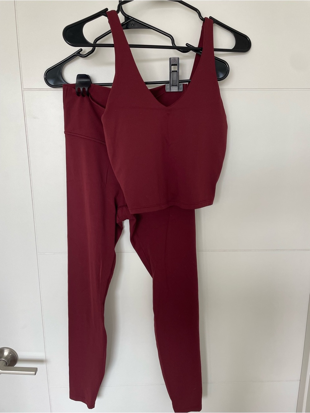 Women's All in Motion High-Waist Burgundy Active Leggings & V-Neck Crop Tank Set